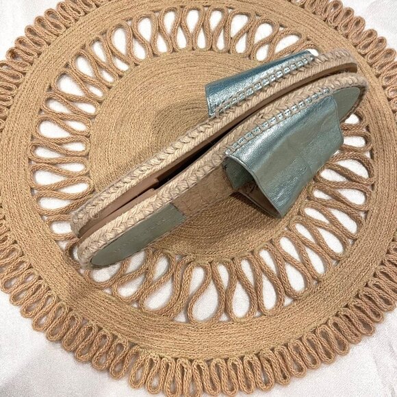 Anthropologie Mint + Rose Blue Metallic Slide Sandals EU 38 - Picture 9 of 9